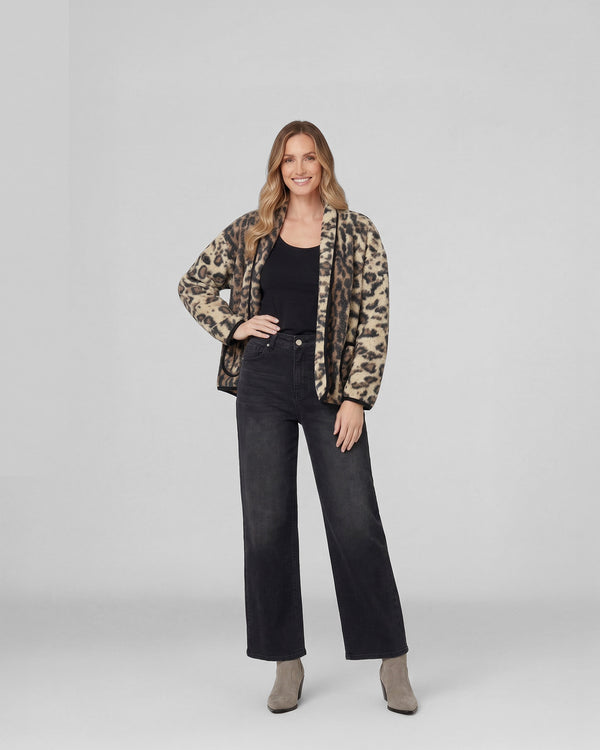 Chaqueta Mujer Consuelo Relaxed Cuello Tipo Kimono Manga Suelta Leopardo Lineatre