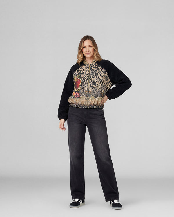 Chaqueta Mujer Elena Relaxed Cuello En V Manga Caída Negro Lineatre