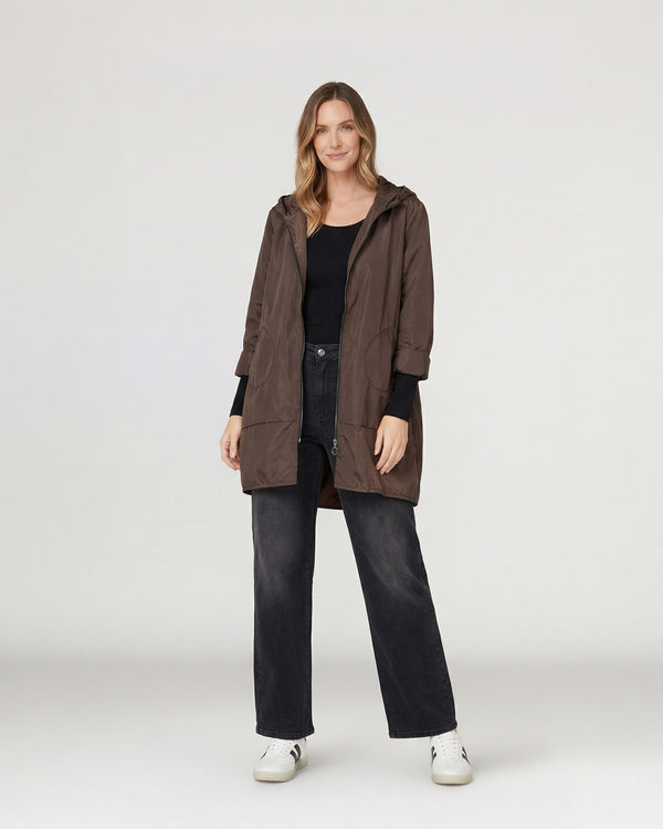 Spolverino Mujer Isidora Overside Cuello Redondo Manga Suelta Chocolate Lineatre