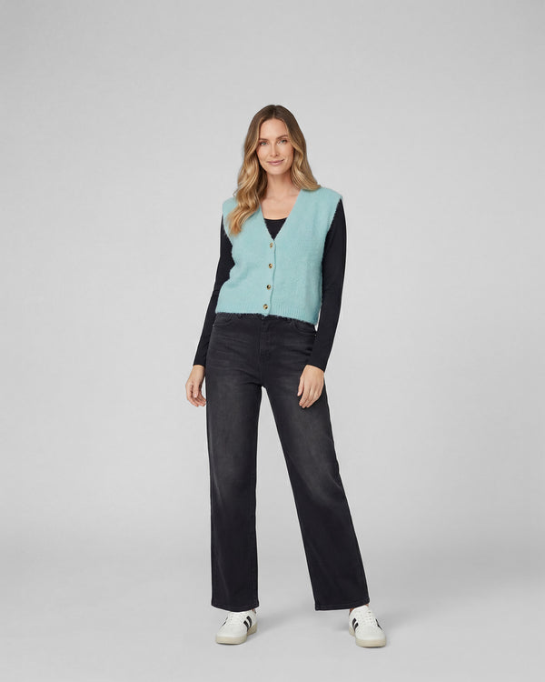 Gillet Mujer Fernanda Relaxed Cuello En V Cielo Lineatre