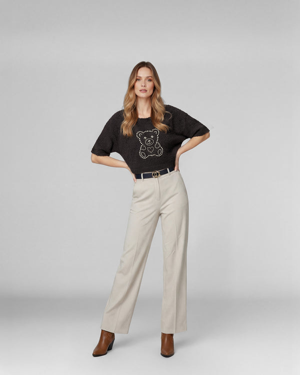 Sweater Mujer Mara Relaxed Cuello En V Manga Caída Chocolate Lineatre