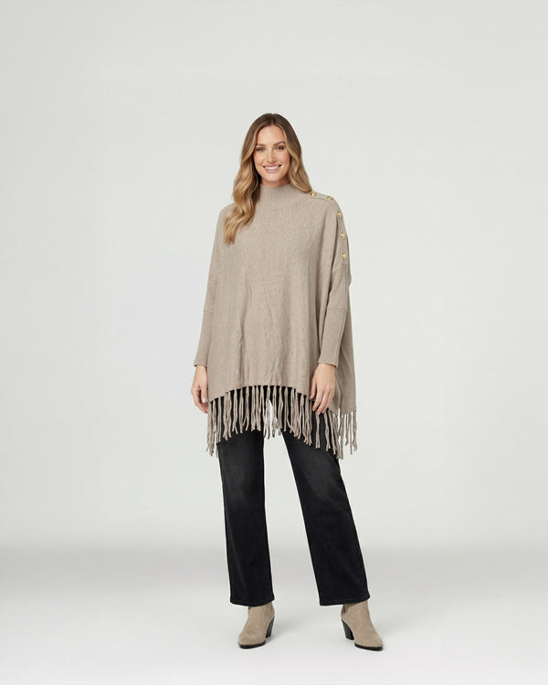 Sweater Mujer Rosario Regular Cuello Redondo Manga Ajustada Fango Lineatre