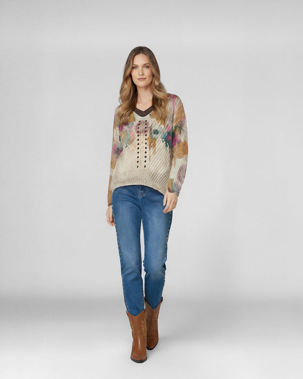 Sweater Mujer Veronica Relaxed Cuello Redondo Manga Caída Coccio Lineatre