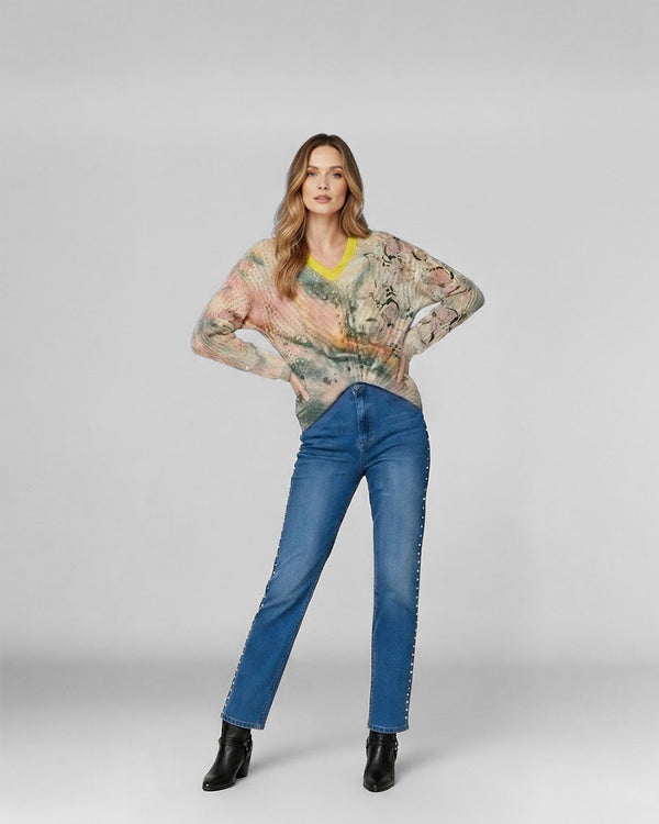 Sweater Mujer Veronica Relaxed Cuello Redondo Manga Caída Petroleo Lineatre