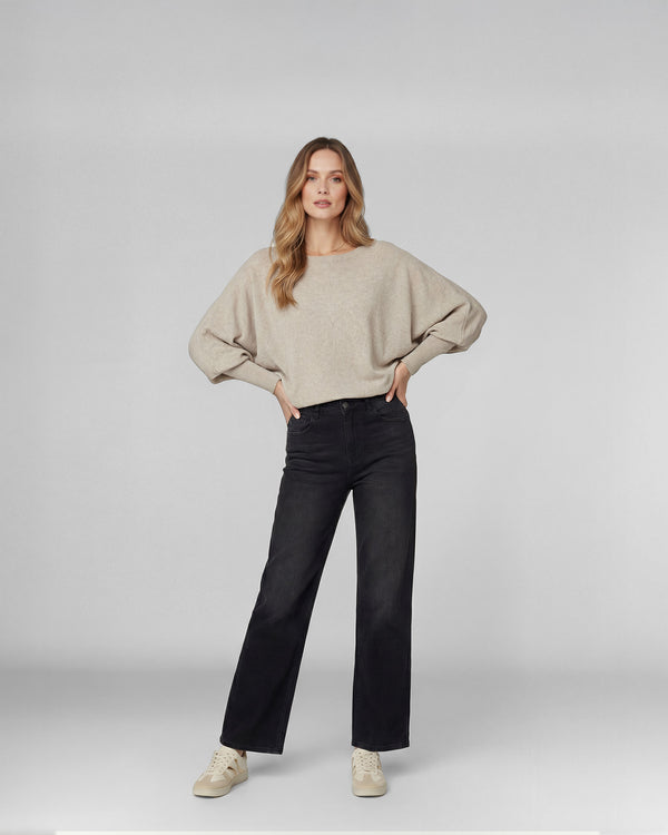 Sweater Mujer Elena Regular Cuello Ojal Manga Caída Beige Lineatre
