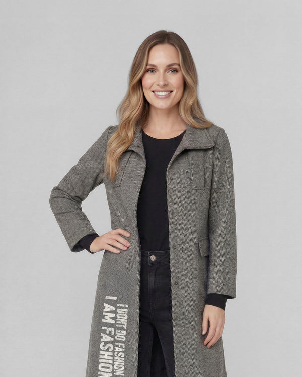 Abrigo Mujer Magdalena Relaxed Cuello En V Manga Suelta Negro Lineatre