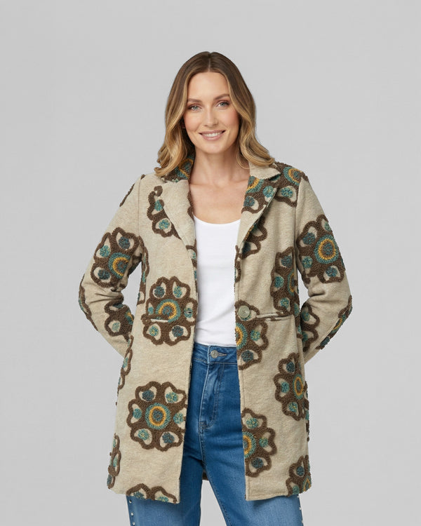 Abrigo Mujer Pilar Regular  Manga Suelta Beige Lineatre