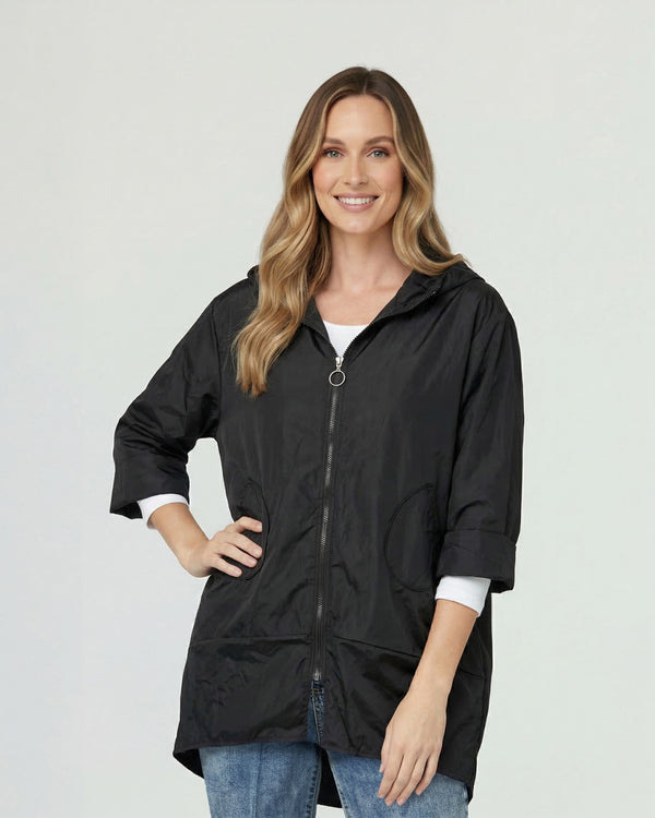 Spolverino Mujer Isidora Overside Cuello Redondo Manga Suelta Negro Lineatre
