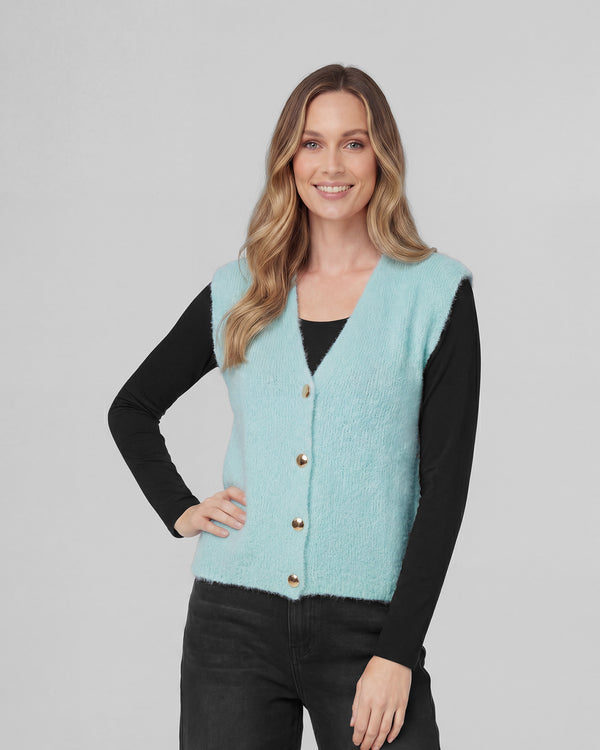 Gillet Mujer Fernanda Relaxed Cuello En V Cielo Lineatre