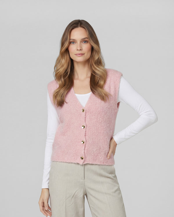 Gillet Mujer Fernanda Relaxed Cuello En V Crudo Lineatre
