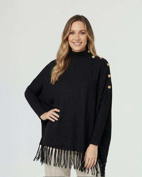 Sweater Mujer Rosario Regular Cuello Redondo Manga Ajustada Negro Lineatre
