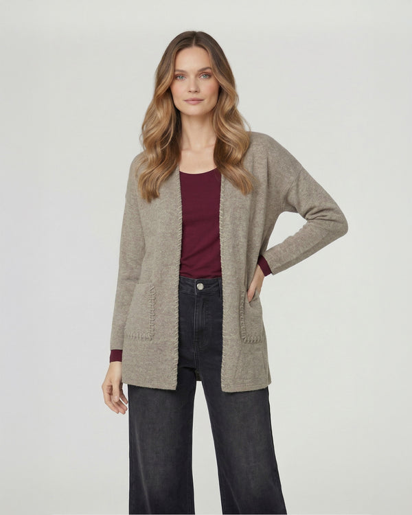 Cardigan Mujer Gianna Relaxed Cuello Tipo Kimono Manga Caída Fango Lineatre