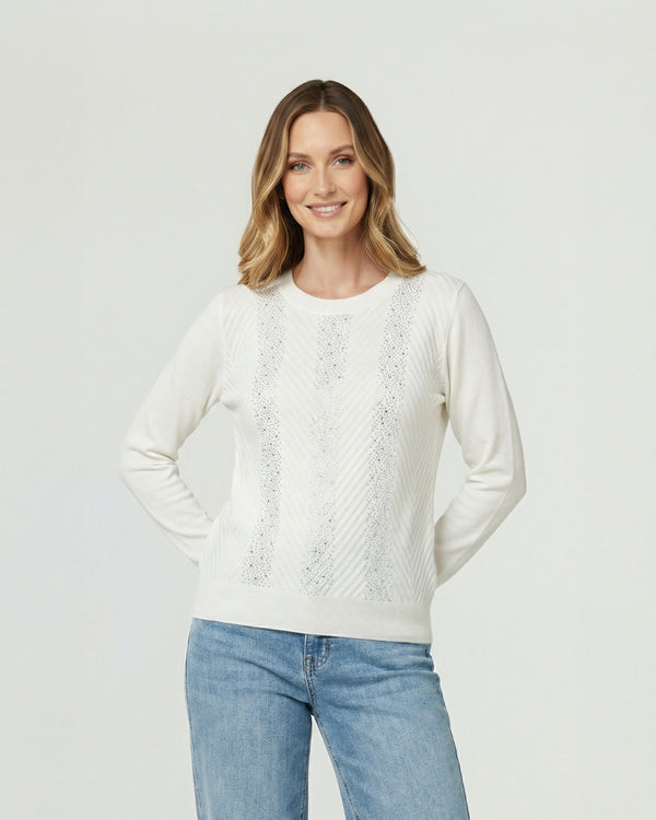Sweater Mujer Rita Relaxed Cuello Redondo Manga Caída Crudo Lineatre