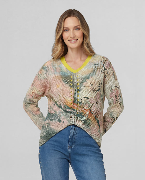 Sweater Mujer Veronica Relaxed Cuello Redondo Manga Caída Petroleo Lineatre