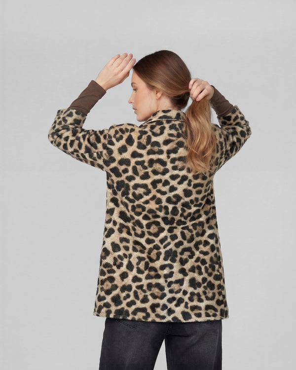 Abrigo Mujer Lia Relaxed Cuello Tipo Camisa Manga Suelta Leopardo Lineatre