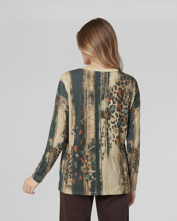 Polera Mujer Josefina Overside Cuello En V Manga Caída Petroleo Lineatre