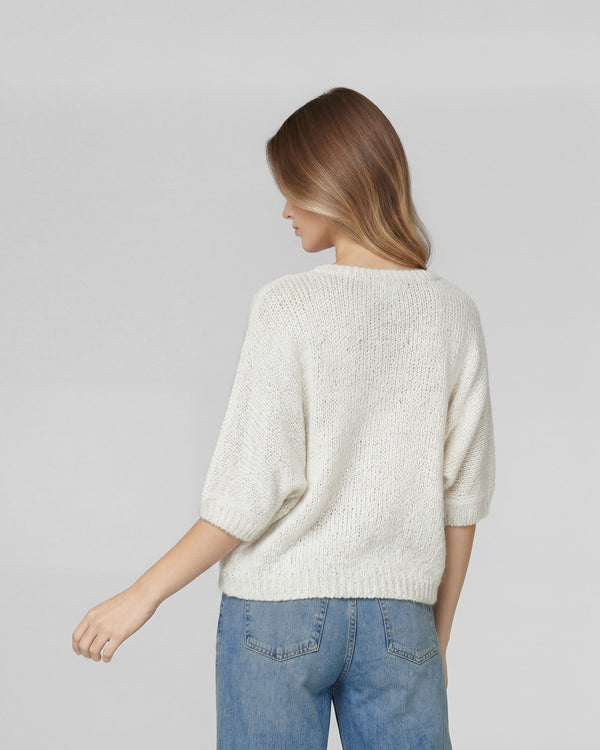 Sweater Mujer Anna Relaxed Cuello En V Manga Caída Crudo Lineatre