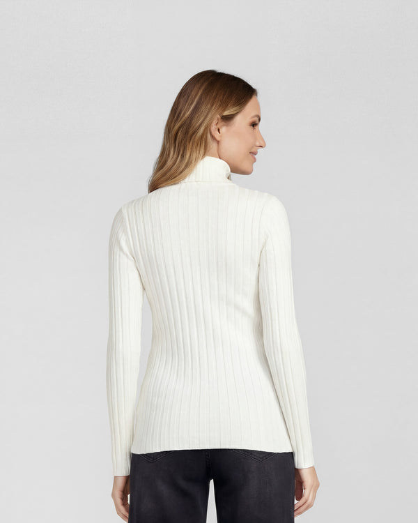 Sweater Mujer Josefa Slim Fit Cuello Alto Redondo Manga Ajustada Crudo Lineatre