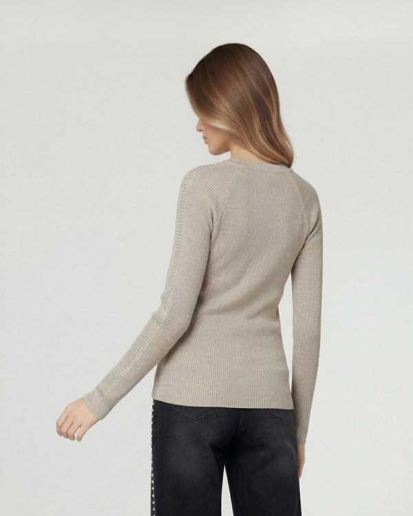 Sweater Mujer Ornella Relaxed Cuello En V Manga Caída Fango Lineatre