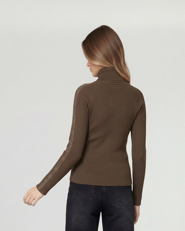 Sweater Mujer Teresa Relaxed Cuello Alto Redondo Manga Caída Chocolate Lineatre