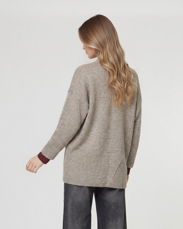 Cardigan Mujer Gianna Relaxed Cuello Tipo Kimono Manga Caída Fango Lineatre