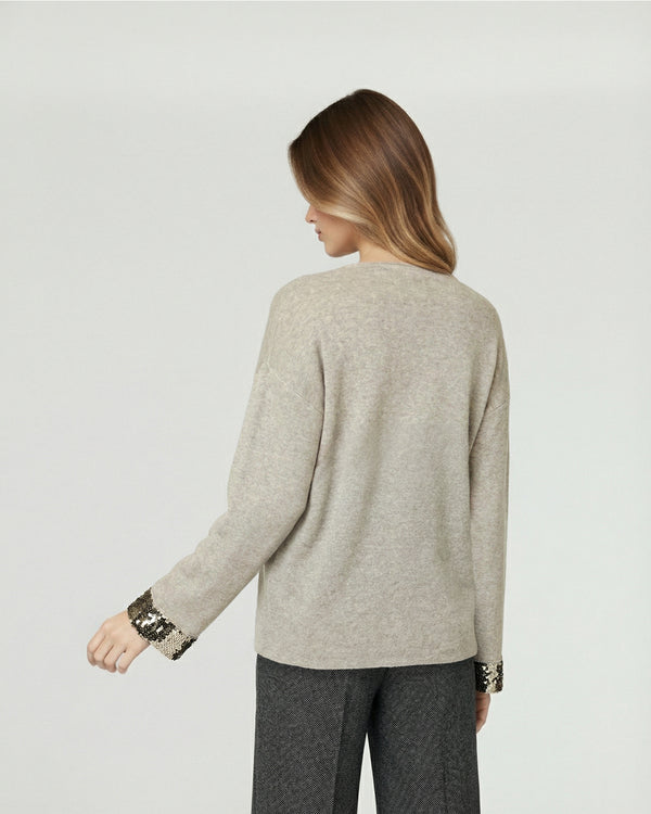 Cardigan Mujer Fiorella Relaxed Cuello Con Solapa Manga Suelta Crudo Lineatre