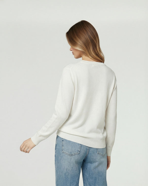 Sweater Mujer Rita Relaxed Cuello Redondo Manga Caída Crudo Lineatre