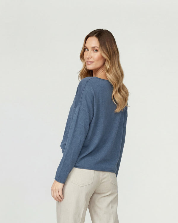 Sweater Mujer Elena Relaxed Cuello Redondo Manga Caída Jeans Lineatre