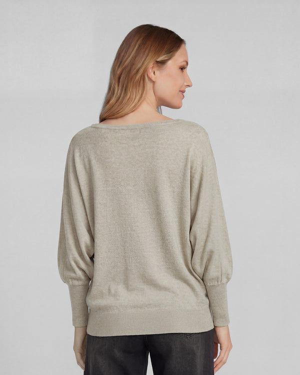 Sweater Mujer Elena Regular Cuello Ojal Manga Caída Beige Lineatre