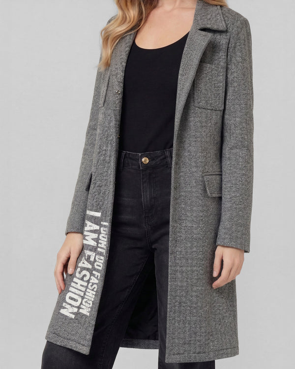 Abrigo Mujer Magdalena Relaxed Cuello En V Manga Suelta Negro Lineatre