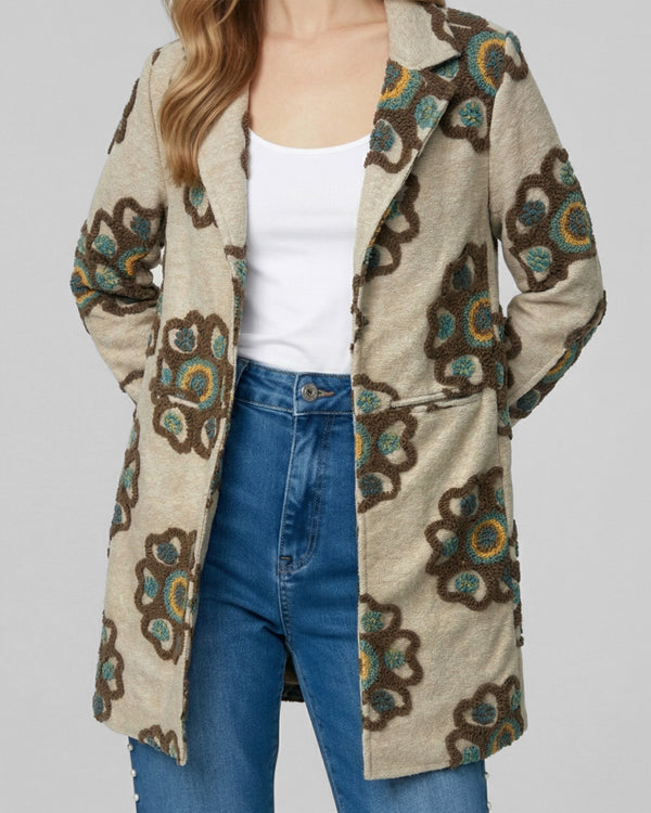 Abrigo Mujer Pilar Regular  Manga Suelta Beige Lineatre