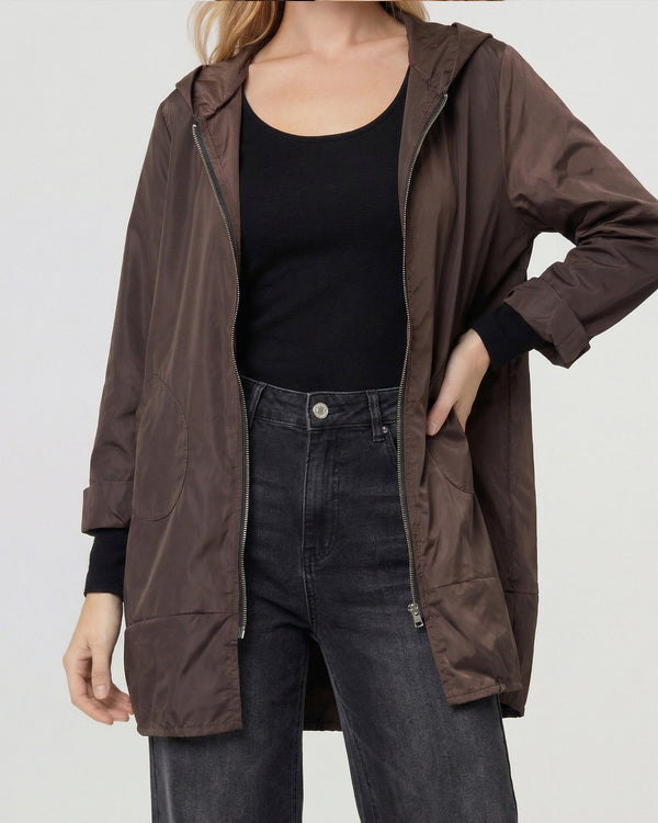 Spolverino Mujer Isidora Overside Cuello Redondo Manga Suelta Chocolate Lineatre