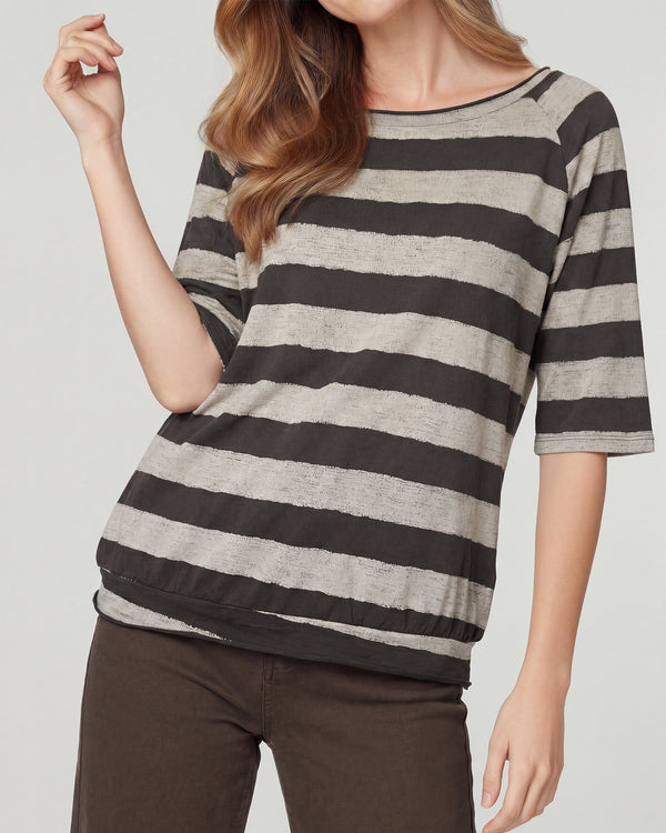 Polera Mujer Paz Overside Cuello Bote Manga Caida Chocolate Lineatre