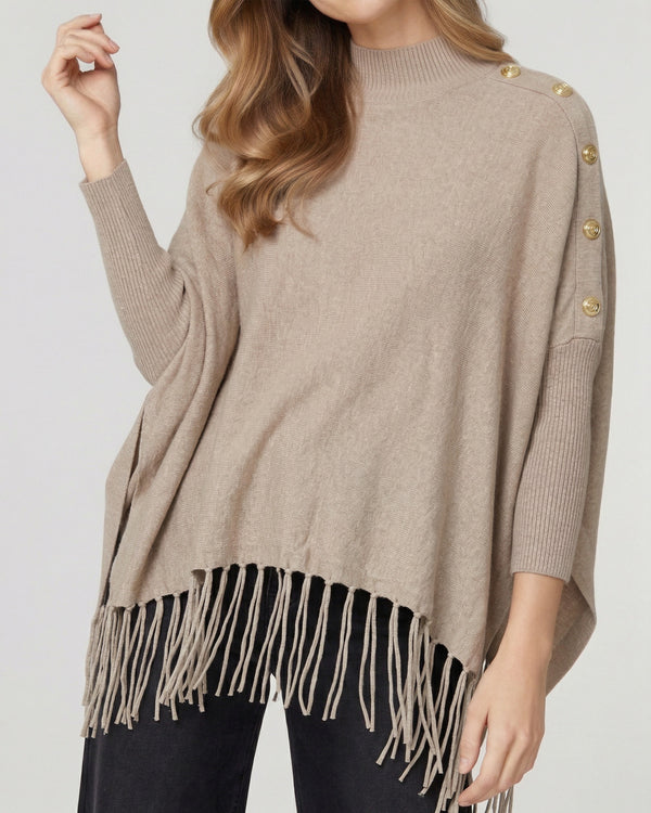 Sweater Mujer Rosario Regular Cuello Redondo Manga Ajustada Fango Lineatre