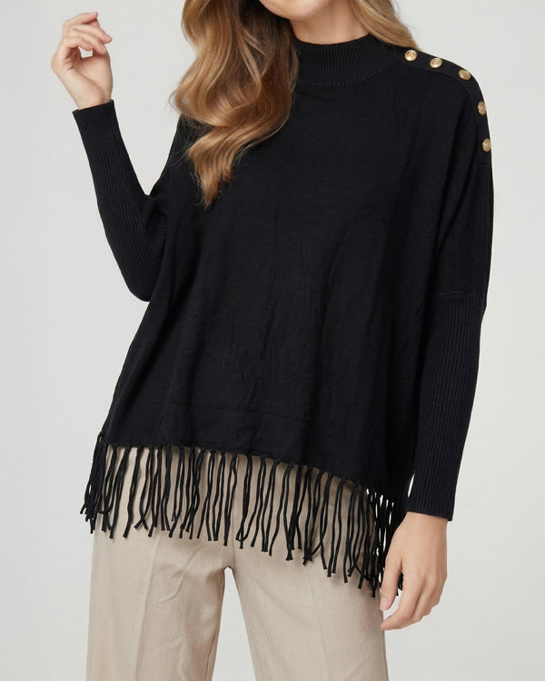 Sweater Mujer Rosario Regular Cuello Redondo Manga Ajustada Negro Lineatre