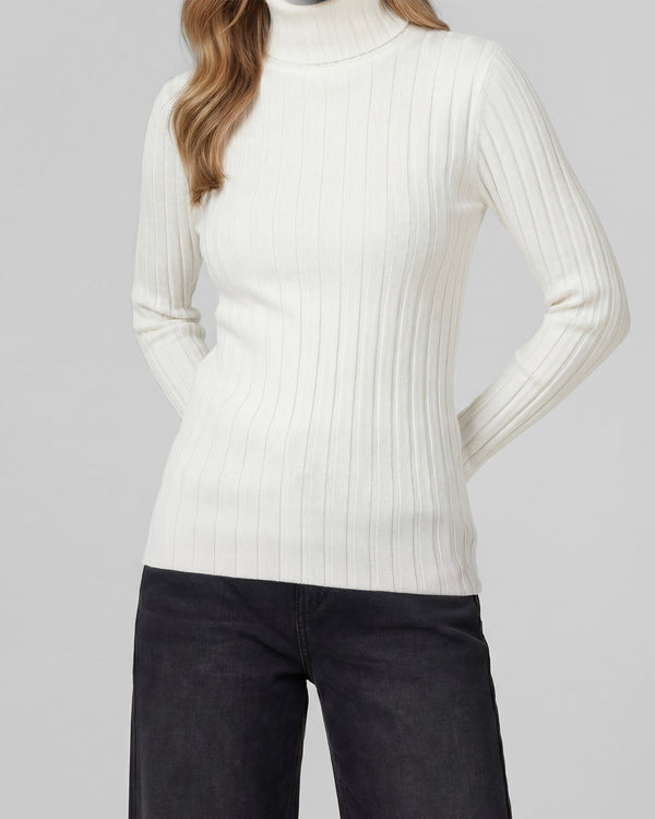 Sweater Mujer Josefa Slim Fit Cuello Alto Redondo Manga Ajustada Crudo Lineatre