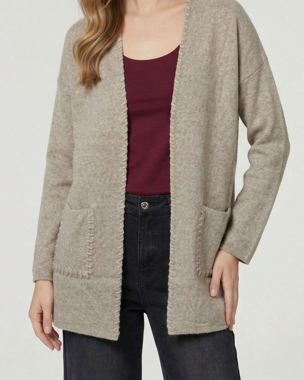 Cardigan Mujer Gianna Relaxed Cuello Tipo Kimono Manga Caída Fango Lineatre