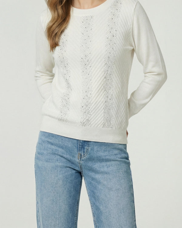 Sweater Mujer Rita Relaxed Cuello Redondo Manga Caída Crudo Lineatre