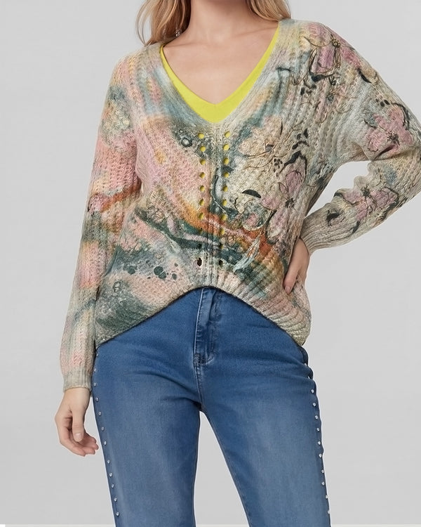 Sweater Mujer Veronica Relaxed Cuello Redondo Manga Caída Petroleo Lineatre