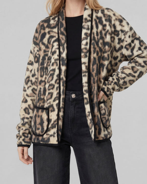 Chaqueta Mujer Consuelo Relaxed Cuello Tipo Kimono Manga Suelta Leopardo Lineatre