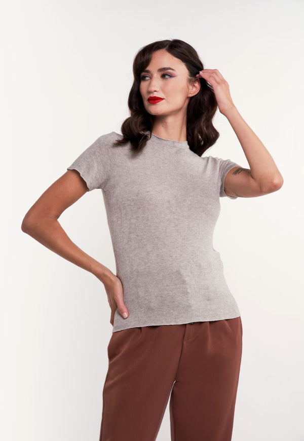 Polera orazia beige lineatre