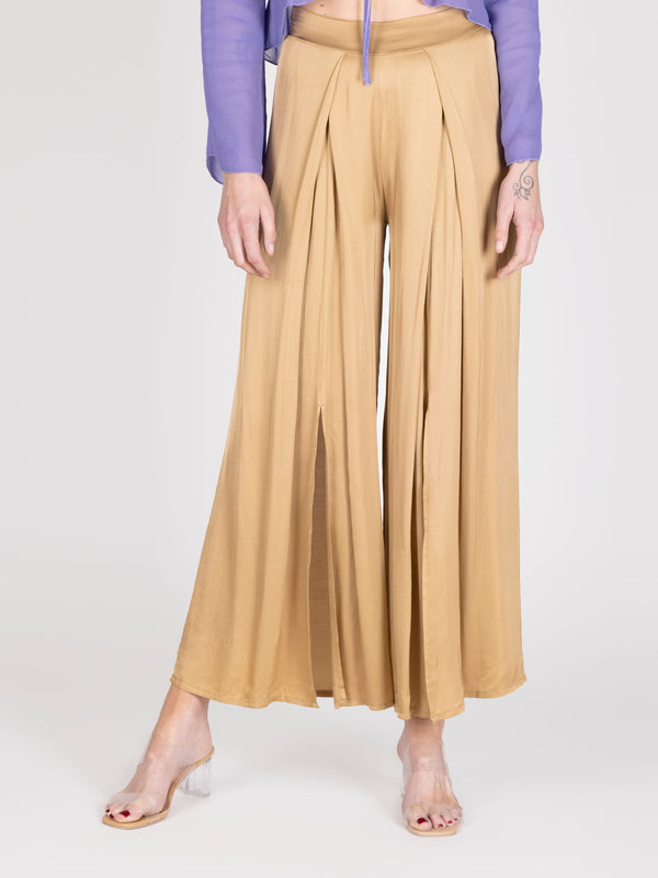 Pantalon caída libre cognac lineatre