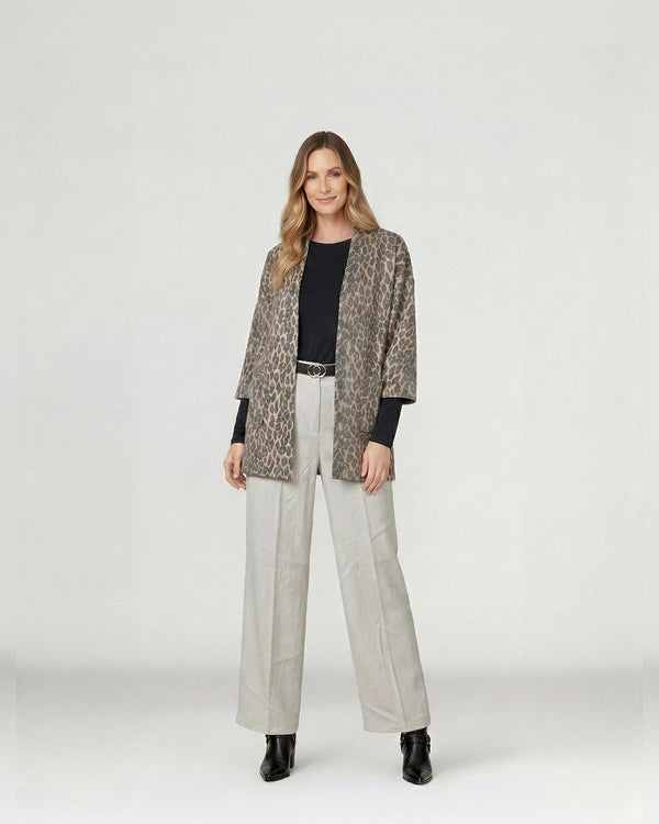 Tapado Mujer Julieta Relaxed Cuello Tipo Kimono Manga Caída Leopardo Lineatre