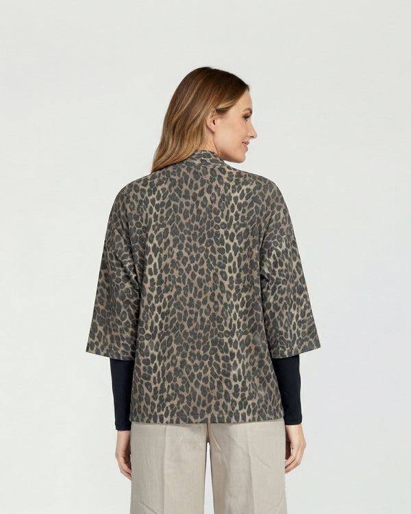 Tapado Mujer Julieta Relaxed Cuello Tipo Kimono Manga Caída Leopardo Lineatre