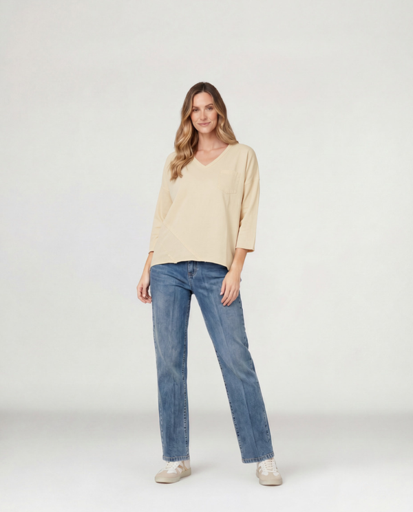 Polera Mujer Fiorella Beige Lineatré