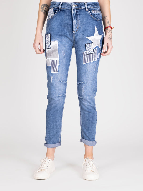 Jeans high rise azul lineatre