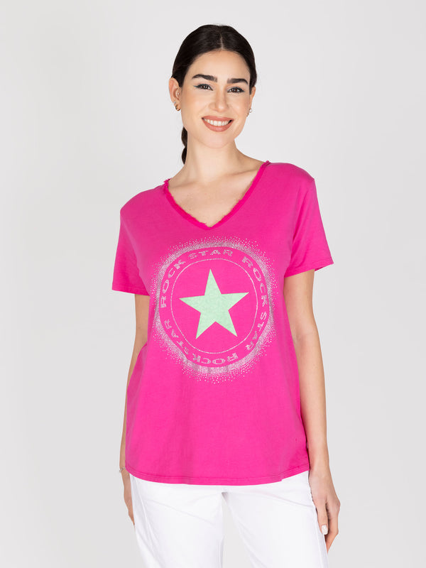 Polera fucsia lineatre