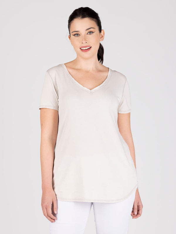 Polera beige lineatre