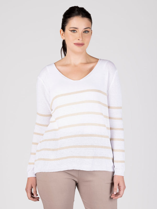 Sweater beige lineatre