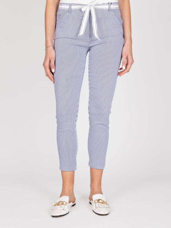 Pantalon blanco / azul lineatre